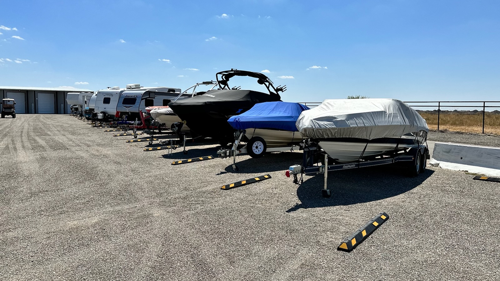 Haslet Boat & RV Storage offers uncovered parking units for your luxury vehicle storage needs.